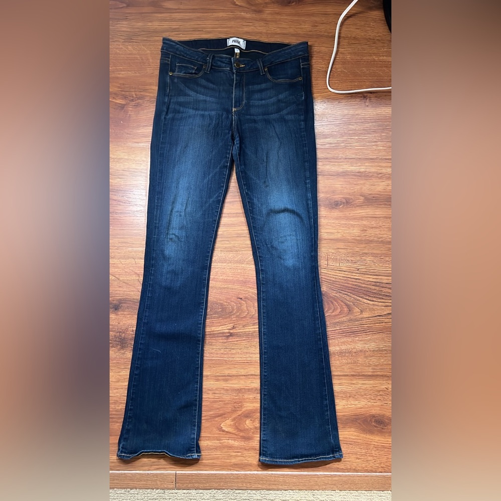 Paige Manhattan Bootcut Jeans 31 Dark Wash High Rise Stretch Denim USA - Picture 5 of 7